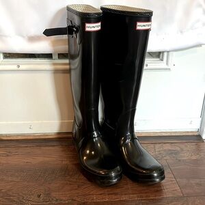 Hunter original tall gloss boots in black